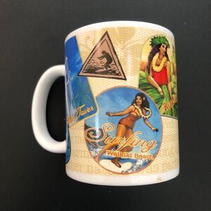 Mug Hawaiian Aloha Surfing Hula Girl beach